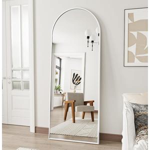 OGCAU Floor Full Length Mirror, 56"x20" Arched Full Body Mirror, Hanging or Leaning, Standing, Wall Mounted with Aluminum Frame for Bedroom Living Room, White