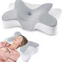 DONAMA Cervical Neck Pillow for Pain Relief,Odorless Contour Memory Foam Pillows with Cooling Pillowcase Cozy Sleeping, Orthopedic Ergonomic Bed Pillows for Side Back Stomach Sleepers (Queen Size 25.2"Lx14.6"Wx5.1"H, Grey)