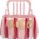 One High Chair Tutu Skirt Banner - Burgundy, Peach and Ivory First Birthday Banner,Smash Cake Garland (Burgundy TUTU)