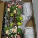Riceshoot 3 Set Easter Table Centerpiece Artificial Egg Picks with Metal Pots Easter Sprays with Eggs Berries Eucalyptus Flowers Plants for Spring Home Decor(White)