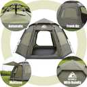 Hewolf 2/3/4 Person Camping Tent - Instant Pop Up Waterproof 2 Doors Tent with Easy Setup | 3-Season Hexagonal Dome Design for Family, Hiking & Traveling