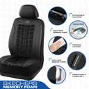 Skechers Slip-Ins Seat Covers, Memory Foam 3D Tyre Embossed Leather Car Seat Covers Front Seats Airbag Compatible, Universal Automotive Comfort for Most Cars, Vans, Trucks, SUV, Black