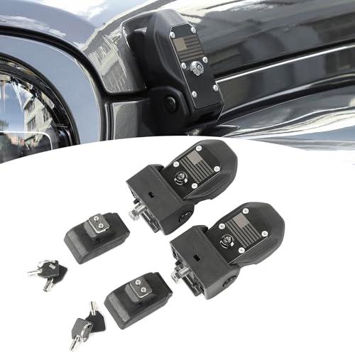 PDKLIN for Jeep JL Hood Latch Hood Catch with Lock for Jeep Wrangler JL JLU 2018-Present for Gladiator JT 2020-Present Black Hood Catch Locking Accessories with USA Flag