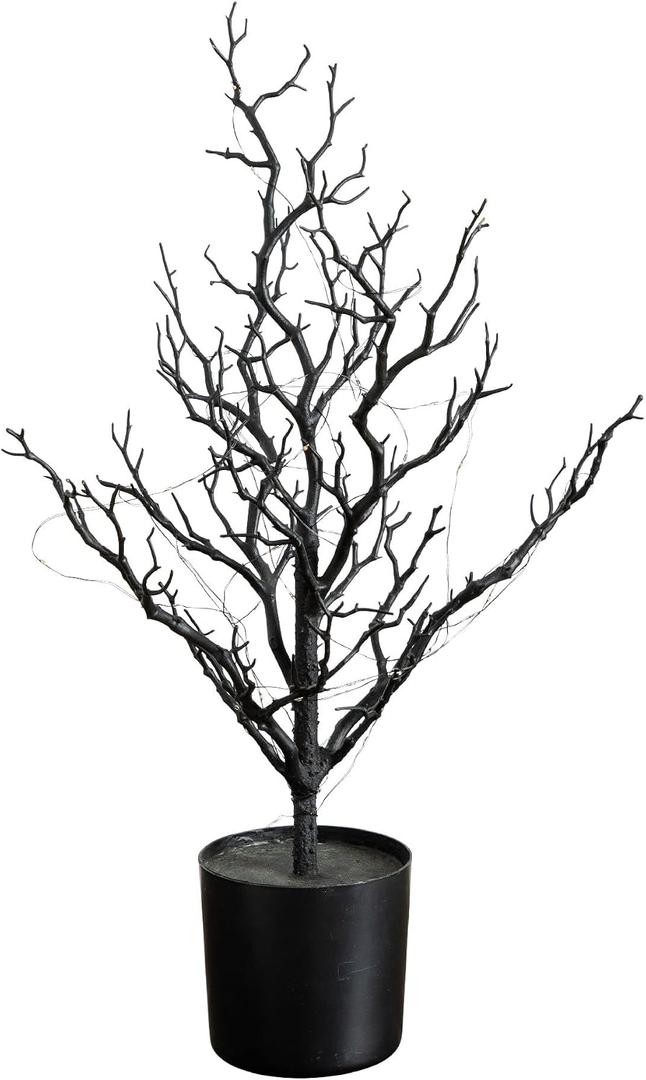 Nearly Natural 24" Pre-Lit Black Twig Halloween Tree with 60 LED Lights