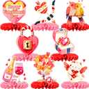 2 x Large, Pack of 8 | 3D Valentine Honeycomb Centerpiece, Red and Pink Valentines Day Centerpieces Table Decorations for Valentine's Day Party Supplies Ideas, Favors