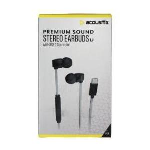 Acoustix Premium Sound Stereo Earbuds with USB-C Connector