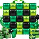 25 Pcs Green Black Square Foil Balloons Double Sided Balloon Backdrop Wall for Video Game Theme Jungle Safari Party Baby Shower Wedding Graduation Birthday Decorations