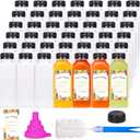 Moretoes 64pcs 12oz Plastic Juice Bottles with Caps, Reusable Juicing Bottles, Clear Drink Containers with Lids for Smoothie, Drinking and Beverages