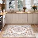 Tangsoo 9x12 Large Area Rug for Living Room, Non Slip Machine Washable Rug for Bedroom, Boho Vintage Beige Neutral Rugs, Soft Low Pile Indoor Floor Carpet Mat for Office Kitchen Farmhouse Home Decor