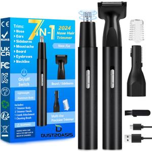 Nose Hair Trimmer for Men Women-2025 All-in-1 Professional Use for Nose Ear Hair Trimmers Clipper Pro-14,000RPM Motor,2 hrs Rechargeable Hair Trimmer Set with Dual Edge Blades
