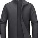 MAGCOMSEN Men's Fleece Lined Softshell Jacket Lightweight Waterproof Windbreaker Zip Up Winter Rain Coat Tactical Hiking (Gray, M)