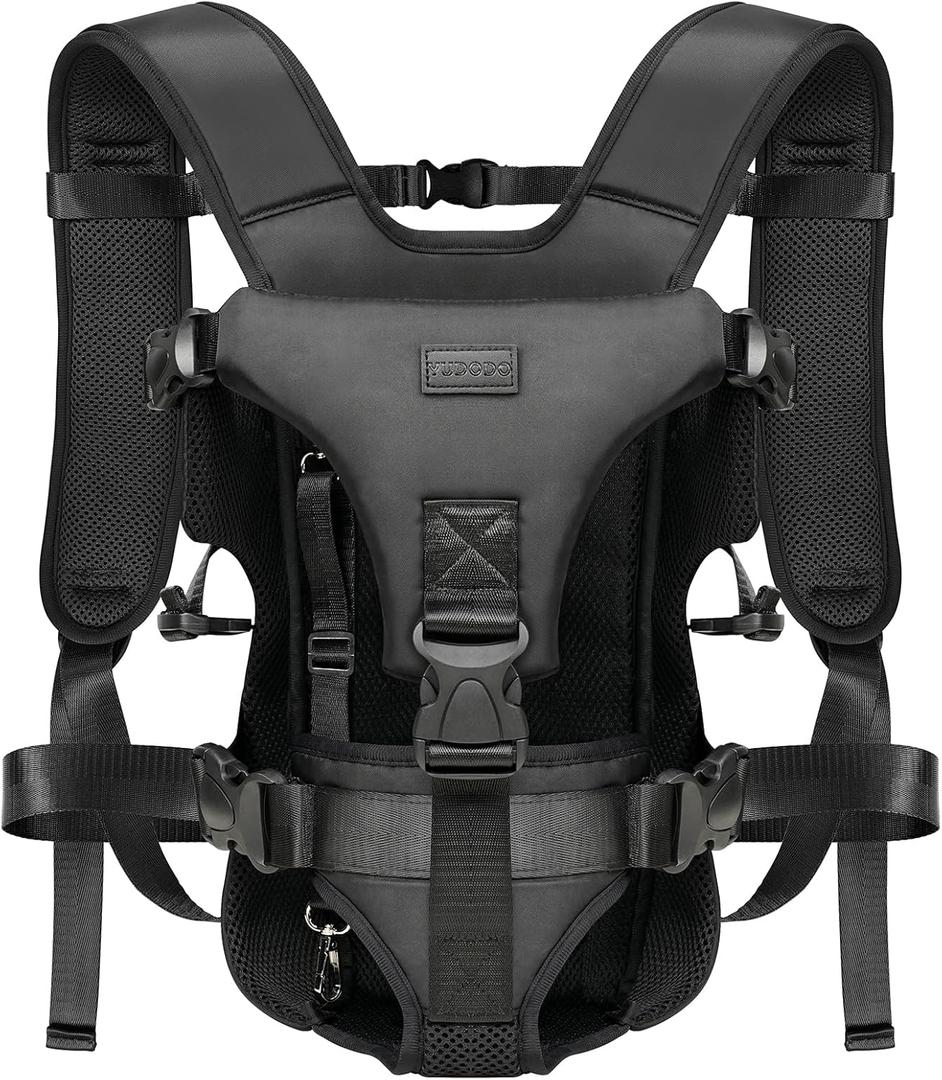 YUDODO Pet Dog Front Carrier Backpacks Multiple Adjustable Small Dog Chest Carrier Legs Out Easy-Fit Puppy Travel Backpack Carrier for Women to Hiking Camping (Medium,Black) (Medium (11-18lbs))