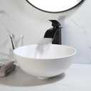 13" Round Stone Resin Vessel Sink with Pop-Up Drain Combo White Bathroom Sink Above Counter, Art Basin Vanity Sink for Small Bathroom, 12.8"Dx 12.8"W x 5.8"H