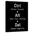 Inspirational Canvas Poster CTRL ALT DEL Signs Motivational Wall decor Printed Artwork Positive Quotes For Office School Living Room Framed [24" W X 36" H]