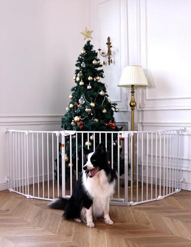 Babelio Baby Gate Extra Wide, Auto Close Dog Gate Pet Gate for House Stairs Doorways Fireplace (White, 104" Wide Gate - 5 Panels)