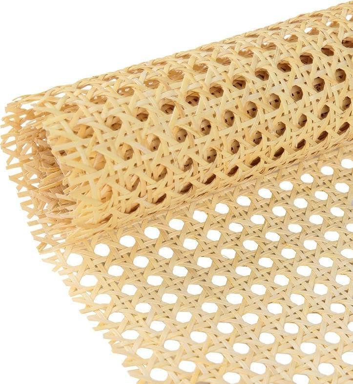 Natural Width Rattan, 16"x80" Cane Webbing Roll, Woven Cane Mesh Net, Natural Vine Wicker Cane Webbing Rattan Sheets for Chair Cabinet Ceiling Bed Furniture