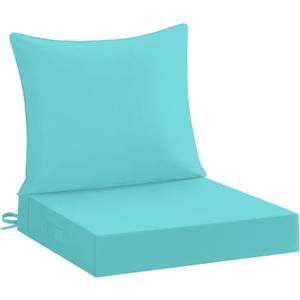 downluxe 22x22 Outdoor Chair Cushions, Waterproof Fade Resistant Patio Furniture Cushions with Handle & Removable Cover, Deep Seat Outdoor Cushions for Sofa, Couch and Patio Chairs, Teal