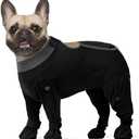 ROZKITCH Post-Surgery Dog Recovery Suit, Anti-Licking Bodysuit for Dogs, Neuter & Spay Recovery Shirt, Full Coverage Surgical for Medium Dogs, Cone Alternative Four-Sleeve Black L