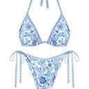 ZAFUL Triangle Bikini for Women 2 Piece Halter Bikini Sets Sexy High Cut Bathing Suit Side Tie Swimsuits, Size Small