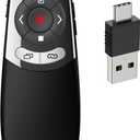 DINOSTRIKE 2 in 1 Type C and USB Presentation Clicker for Powerpoint Presentations,RF 2.4GHz Wireless Presenter Remote Slide Advancer with Volume Control for Mac Laptop Computer Office Classroom