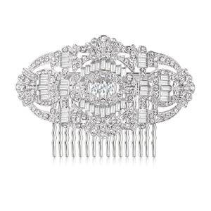 EVER FAITH 1920s Wedding Hair Accessories Austrian Crystal Bridal Art Deco Vintage Headpiece Side Comb for Women Bride Clear Silver-Tone