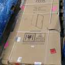 Frameless Shower Door 55-60" W x 75" H Single Sliding Glass Shower Door with 5/16" (8mm) Black Grid Pattern Thick Clear Tempered Glass in Matte Black, Reversible Installation