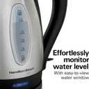 Hamilton Beach Electric Tea Kettle, Water Boiler & Heater, 1.7 Liter, Cordless Serving, 1500 Watts for Fast Boiling, Auto-Shutoff and Boil-Dry Protection, Stainless Steel (40880)