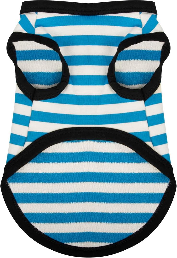 Paiaite Dog Shirts - Striped Sleeveless Cotton Tank Top for Small Medium Dogs, Blue XXL (2XL-(26~38lb) | Chest(~25.5"))