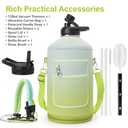 1 Gallon Insulated Water Bottle | Upgraded Thickened Stainless Steel Metal Portable Sports Large Water Jug for Gym and Hiking with Carrier Bag, Handle Strap | BPA-Free 128 Oz (Gradient Green)