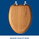 Mayfair Natural Oak Veneer Toilet Seat with Chrome Hinges, Elongated, Wood