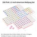 American Mahjong | 166 Premium 1.2-inch Ivory White Tiles | Complete Mahjong Game Set Pink