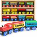 Wooden Train Set 12 PCS - Train Toys Magnetic Set Includes 3 Engines - Toy Train Sets For Kids Toddler Boys And Girls - Compatible With All Major Brands - Original - By Play22
