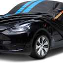 Car Cover Custom Fit for Tesla Model Y 2021-2024 Waterproof All Weather Rain Snowproof UV Protection Windproof with Charging Port, Ventilated Mesh, Zipper Door, Reflective Strip, Storage Bag (Blue)