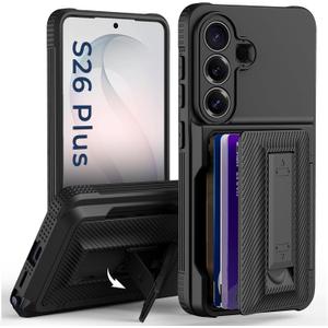for Samsung Galaxy S26 Plus Case Wallet with Card Holder (4-5Cards)-Black | [RFID Blocking][Kickstand][Military Drop Protection] Full Camera Protection Wallet Case for Samsung S26 Plus