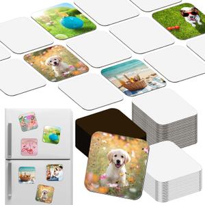 60 PCS Sublimation Magnet Blanks Bulk 3x3 in, 30 Metal Aluminum Square Sublimation Blanks and 30 Soft Magnets for Kitchen Personalized Refrigerator Fridge Magnets Set for DIY Craft