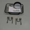 LEVERLOC Soap Holder Dish with Hooks for Shower, Bar Suction Cup Soap Tray Wall Mounted, Rustproof Stainless Steel Sponge Holder Caddy for Bathroom Bathtub Kitchen Sink, Black (1 Tire)