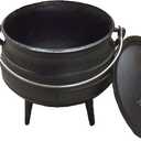 Cuisiland 8.5QT Cast Iron Potjie Cauldron Pot with Lid & 3 Legs Pre-Seasoned South African-Style Campfire Pot for Outdoor Cooking, Soups, Stews & Braising Heavy-Duty Cast Iron Dutch Oven