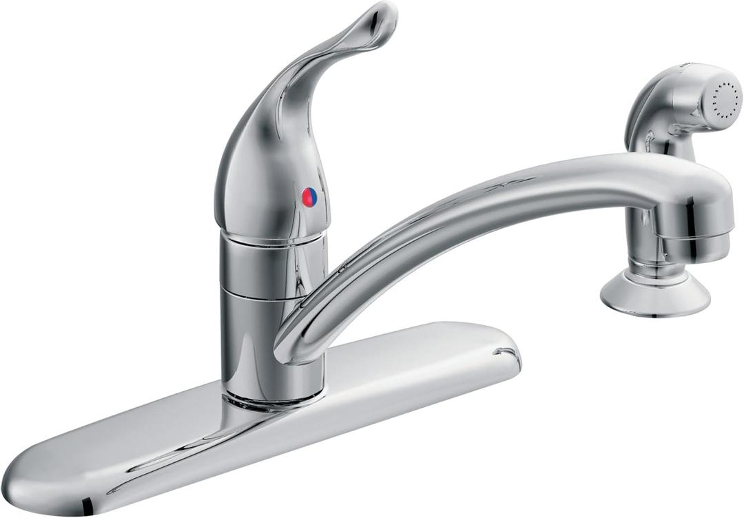 Moen Chateau Chrome Single Handle 4-Hole Kitchen Faucet with Protege Side Spray, 67430 (.375)