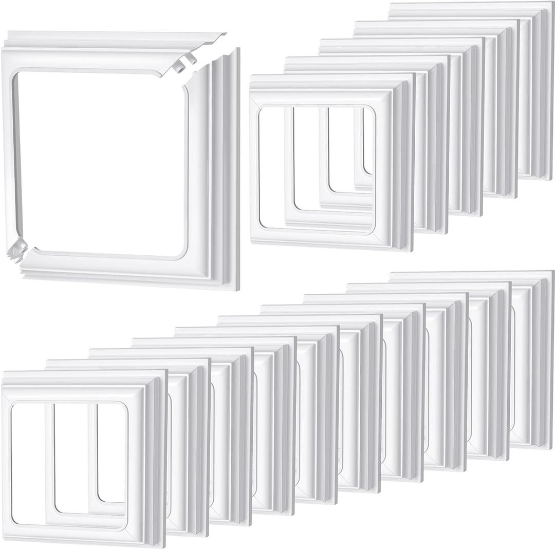 Thyle 16 Pcs True 4x4 Inches Vinyl Post Skirt Post Base Cover Column Wraps for Porch Deck Base Vinyl Sleeve White Trim for Hand and Stair Rails