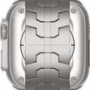 FULLIFE Stainless Steel Link Band for Apple Watch Ultra 3/2/1 49mm, Folding Clasp Metal Bracelet Compatible with Series 11/10 46mm, 9/8/7 45mm, SE/6/5/4 44mm, 3/2/1 42mm (Men) (Titanium)