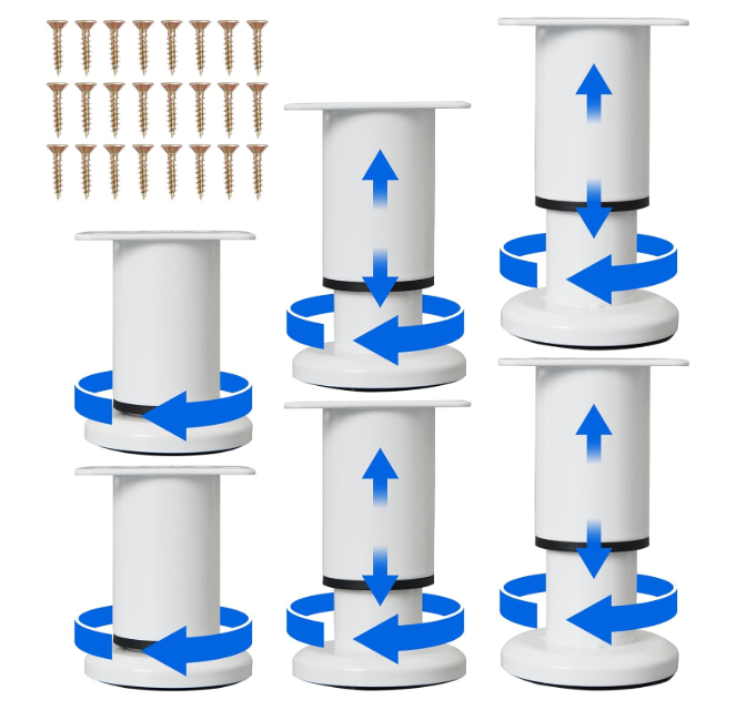 Olldag 6 Pcs Adjustable Height Furniture Support Legs [with Screws] 3.154.72 inch, Metal Heavy Duty Furniture Replacement Legs for Chair/Bed/Sofa/Cabinet/Couch/Dresser/Bed/Table (Black)