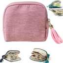 Travel Jewelry Case, Small High-End Large-Capacity Tassel Storage Bag Gifts for Women, Pouch Bags with Zipper, Velvet Jewelry Organizer Storage Bag for Bracelet Rings Earring (Light Pink)