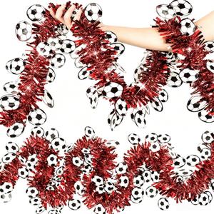 2026 World Soccer Party Decorations Soccer Tinsel Garland 50ft | Great for Watch Parties, Stadium Tailgates, Soccer Birthday Party, Home Bars. Football Themed Decoration for Soccer Fans