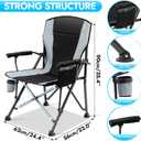 2 Pack Oversized Folding Camping Chair for Adults, Supports 450 LBS Camping Chairs, Heavy Duty Camping Chair with Side Pockets, Foldable Outdoor Chair for Camping, Beach, Fishing, Hiking, Black-Gray, Twin Pack