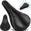 Bike Seat Cushion Gel Padded Bike Seat Cover Extra Soft Comfy for Men Women Comfort, with Peloton Stationary, Exercise, Mountain Bikes, Road & Electric (Black)