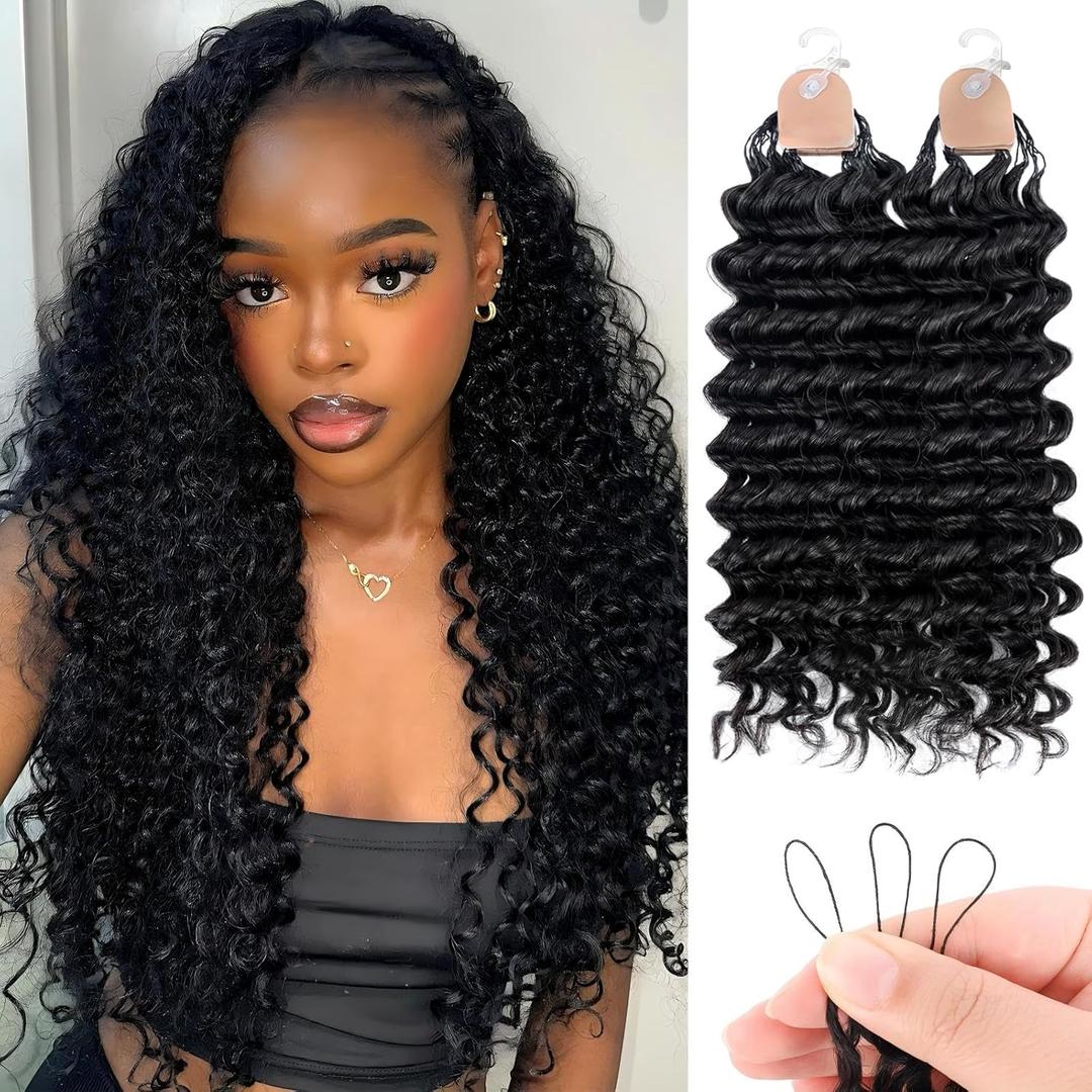 Miracle Knots Crochet Human Hair, Pre-Separated Deep Wave Crochet Hair for Black Women, Easy Install Hook Design, Invisible Natural Look, Lightweight No Itch, 50 Strands 60g 20 Inch