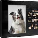RINVEE Pet Urns for Dogs or Cats Ashes with Photo Frame, Wooden Memory Box for Keepsakes with Black Flannel as Lining, Pet Memorial Gifts for Dogs (Black X-Large)