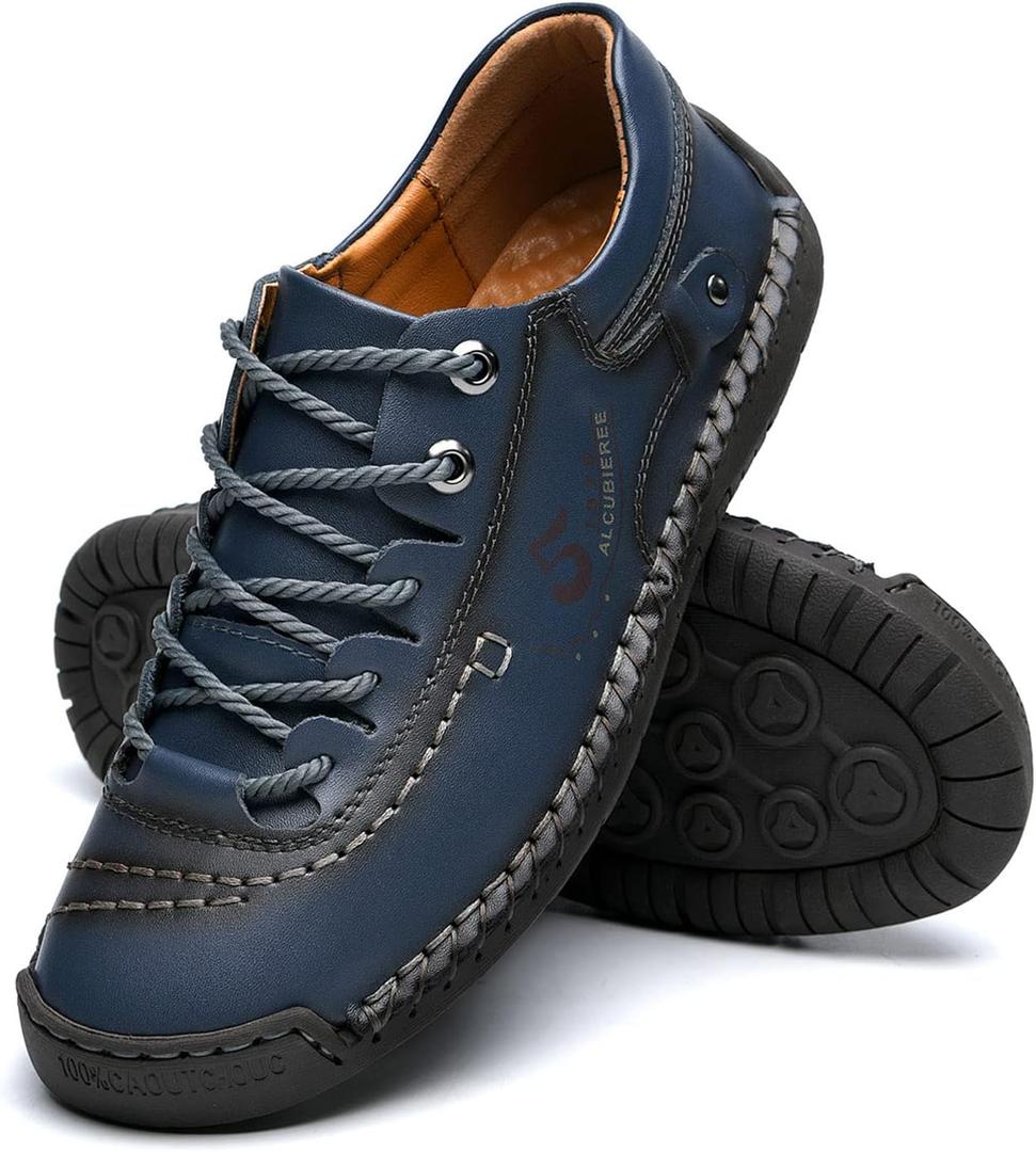 alcubieree Mens Leather Casual Shoes Comfortable Fashion Sneakers Loafers Lightweight Dress Walking Driving Shoes for Men, Size 10