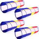 Simgoing 4 Pcs Multicolored Play Tunnel for Kids Crawl and Explore Tent 6ft Pop up Baby Crawl Play Tunnel with See Through Mesh Sides for Toddler Indoor Outdoor Crawling Game