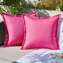 EMEMA Pack of 2 Pink Outdoor Pillows Waterproof 18x18 Inch Decorative Solid Broadside Square Throw Pillow Covers Outside Pillowcase for Patio Furniture Sunbrella Outdoor Pillows for Balcony Decor